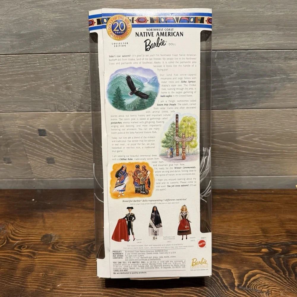 1999 Mattel Barbie Northwest Coast Native American Dolls of the World Barbie NIB
